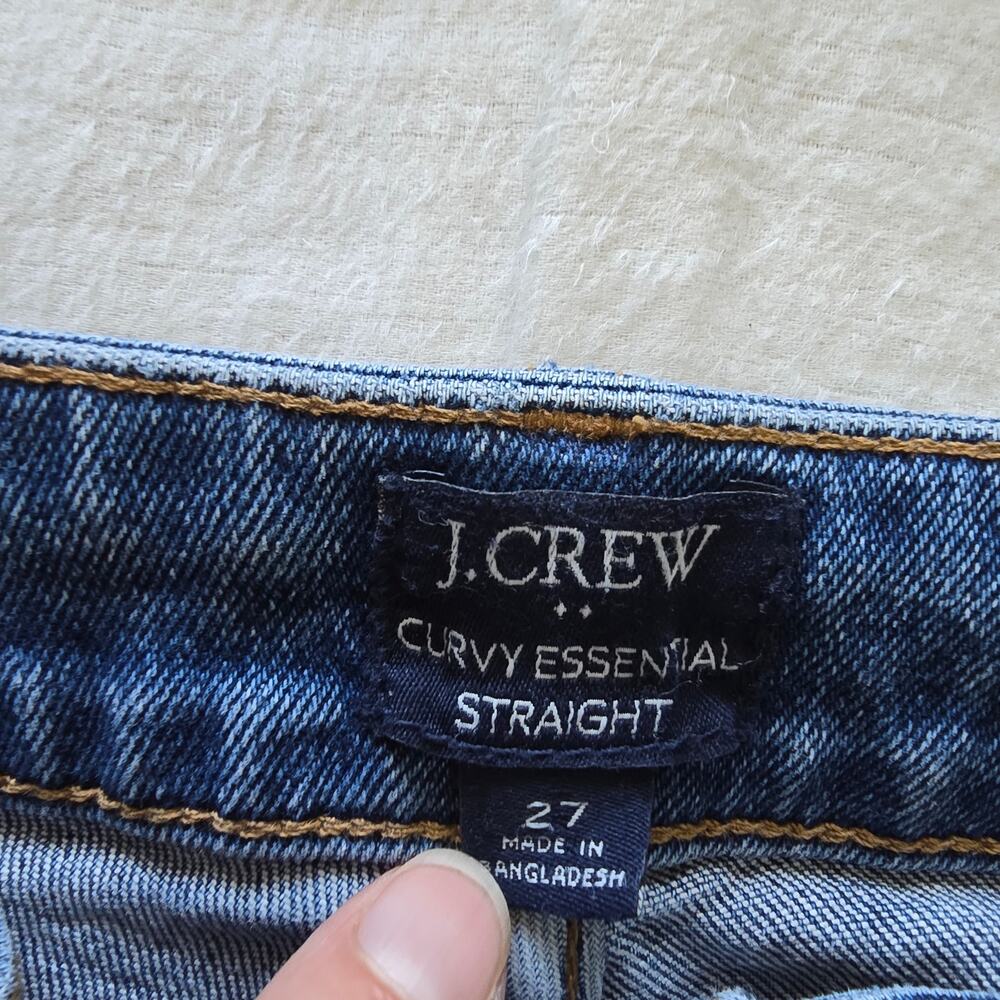 J, Crew Curvy Essential Straight Jeans Stretch Size 27 Cropped Classic Comfort - Picture 6 of 10